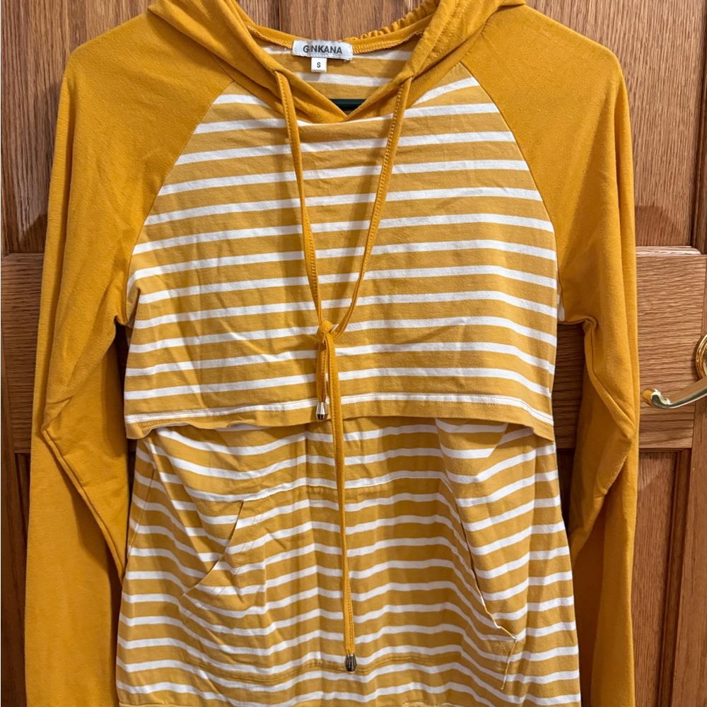 Mustard Yellow Striped Hoodie
